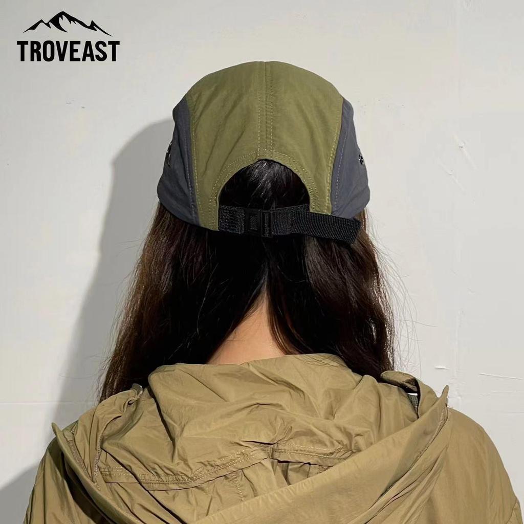 Stylish Five-Panel Quick Dry Skater Hat: Japanese Color Block, Hip Hop Flat Brim, Outdoor Sports Cap