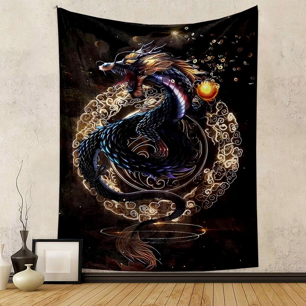 "Fiery Dragon with Mystic Aura" Patterned Tapestry Home Decor, Suitable for Bedroom and Living Room, Gift