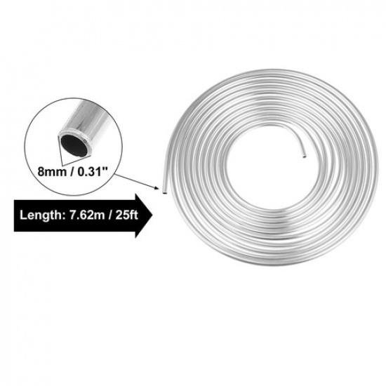 5/16" Car Brake Line Tubing 25ft Tubing Coil for Transmission System Silver Tone