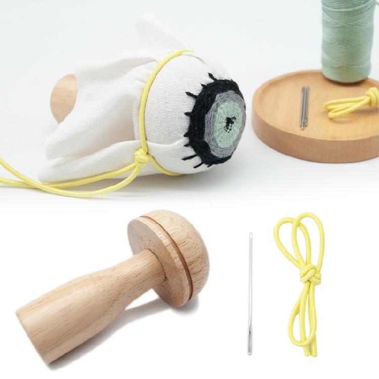 Mushroom Sewing Needles Container Multipurpose Wooden Box Darner Patching Tools