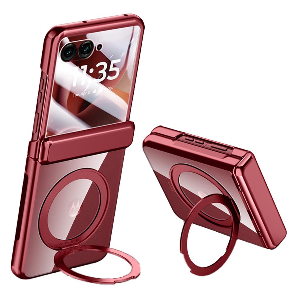 For Motorola Razr 60 Ultra 5G Case Compatible with MagSafe Kickstand Electroplated PC Phone Cover Built-In Screen Protector