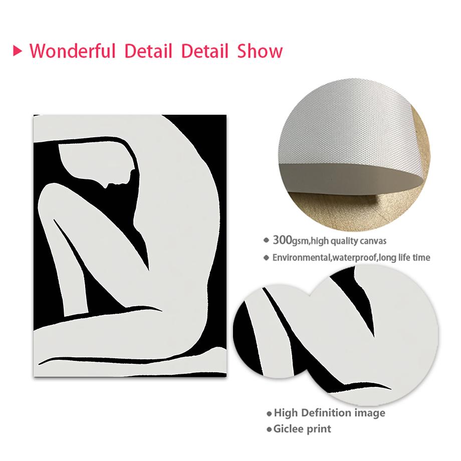 Abstract Bohemian Line Woman Leaf Vase Flower Mid Century Posters Canvas Painting Wall Art Print Picture Living Room Home Decor