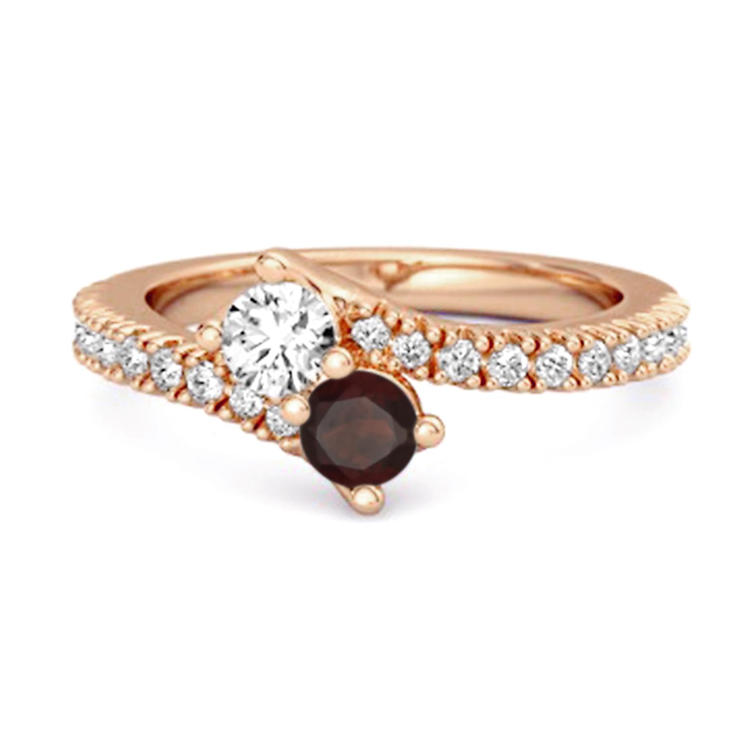 Garnet Bypass Ring - 925 Sterling Silver Rose Gold Vermeil 10 ярко-розовый