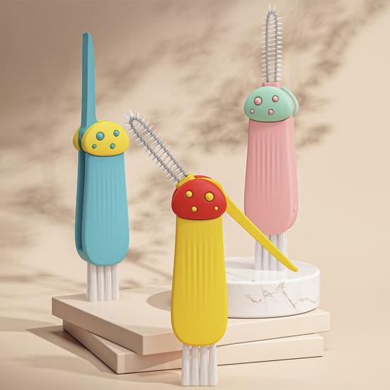 3-In-1 Cup Lid Cleaning Brush Baby Bottle Gap Corner Tight Spaces Scrubbing Brush Home Kitchen Cleaning Tool