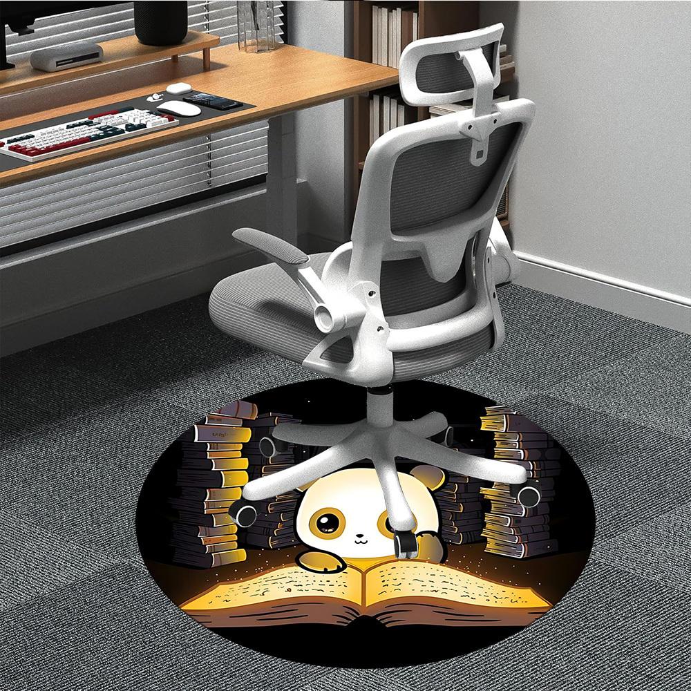 

1pc Panda Pattern Office Round Area Rug, Indoor Mat Suitable For Office, Under Office Chairs Bedroom Living Room Home Decor, Room Deco, 098 80cm by 80cm