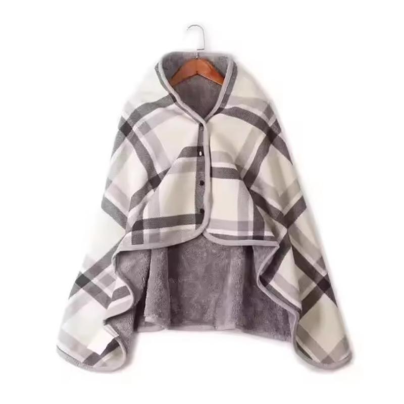 Flannel Snap Blanket Office Wearable Home Decor Outdoor Travel Supplies Multi-function Plaid Multi-style Shawl Lazy Leisure