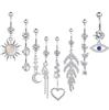 8Pcs/lot Mixed Styles Dangle Heart Belly Button Rings 316L Stainless Steel 14G Piercing Navel Set Barbell CZ Jewelry for Women