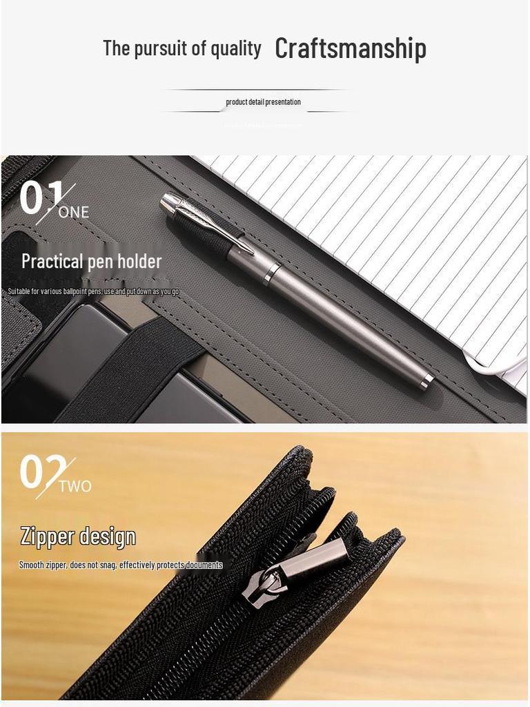 Multifunkční obchodní kabelka A4 s powerbankou, USB flash diskem a úložnou složkou.