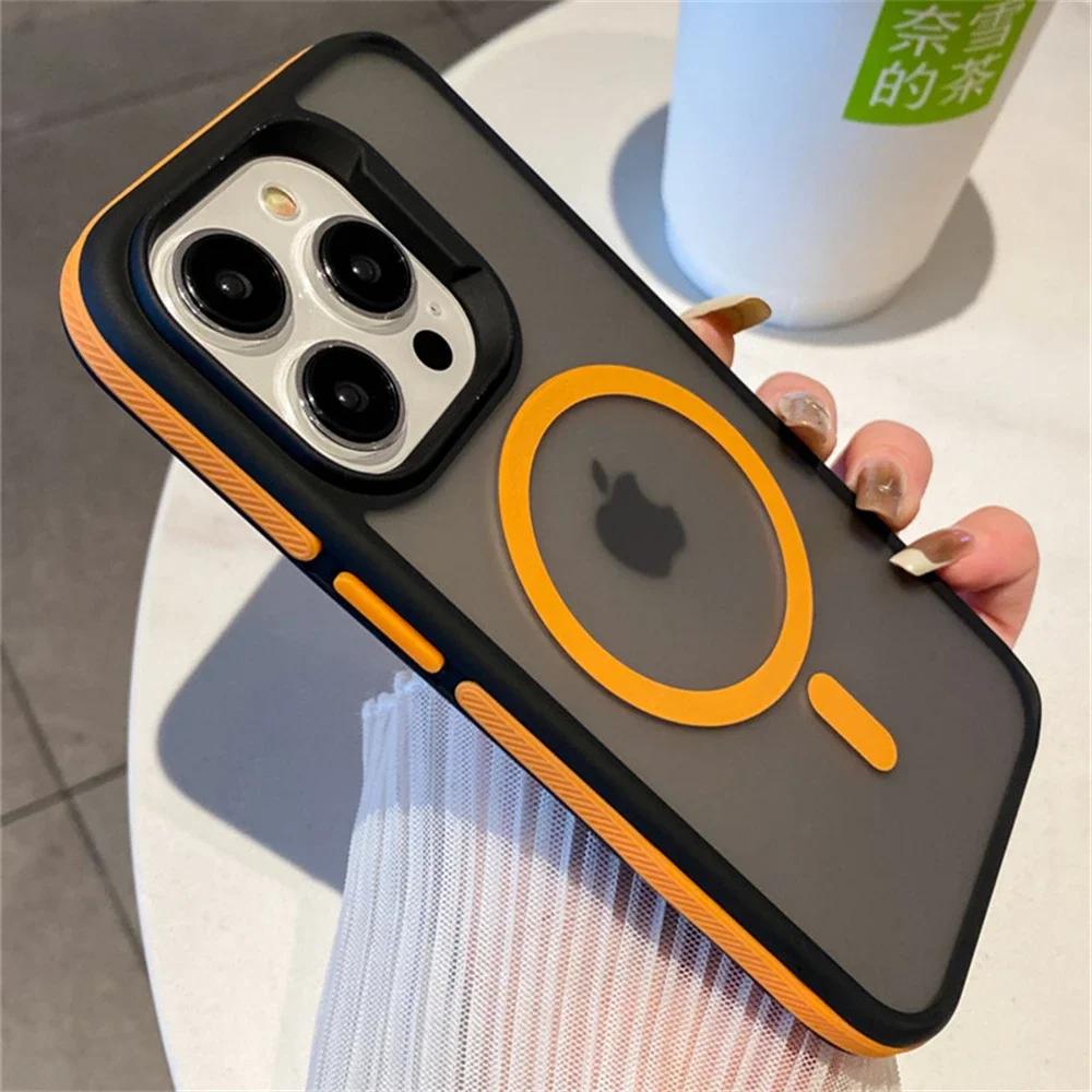 Luxury Frame Colorful Matte Translunt Magnetic For Magsafe Case For iPhone 14 11 12 13 15 Pro Max Plus Wireless Charging Cover