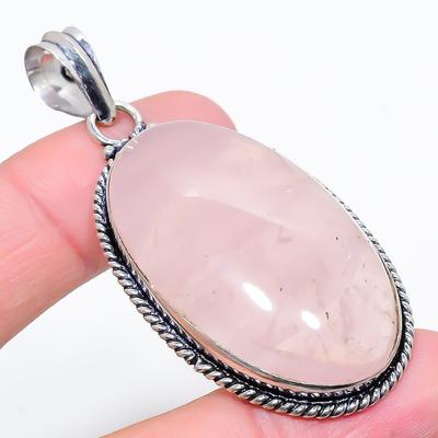 Rosenquarz Edelstein 925 Sterling Silber Schmuck Anhänger 2,48" b9q51