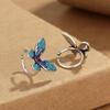 Blue Cloisonne Butterfly Clip On Earrings for Women Elegant Lightweight Fashion Accessories