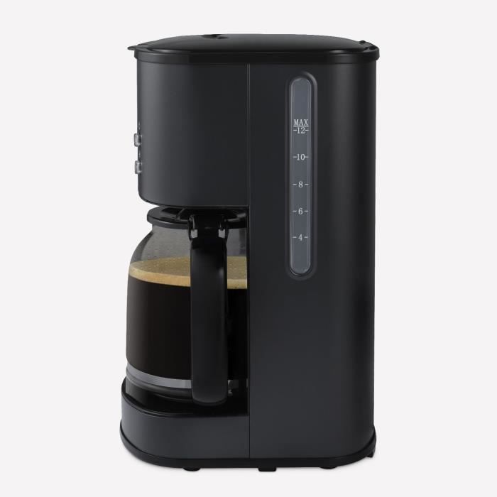 Cafetière programmable - HKOENIG - MG32 - 1,5 L (12 tasses) - 1000 W - Ecran LCD - Maintien au chaud - Noir et acier inoxydable