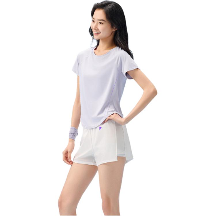 Anta Short Sleeve Knitted T-Shirt Summer Sports Women Tops Cool-Purple 962627111-3