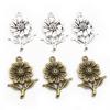 12pcs 27x19mm Bronze Antique Silver Plated Sunflower Handmade Charms Pendant
