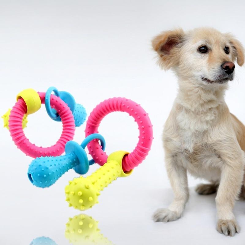 

Dog Puppy Pet Soft Healthy Rubber Rings Teething Gums Chew Play Catch Fetch Toy