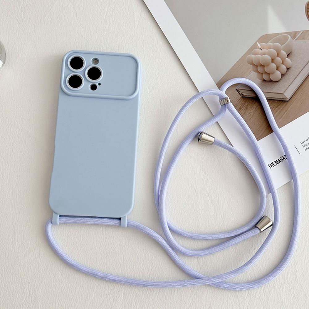 

Crossbody Lanyard Necklace Cord Soft Silicone Case For iPhone 16 15 14 13 Pro Max 12 Adjustable Nylon Rope Matte Cover for 16Pro iPhone 11