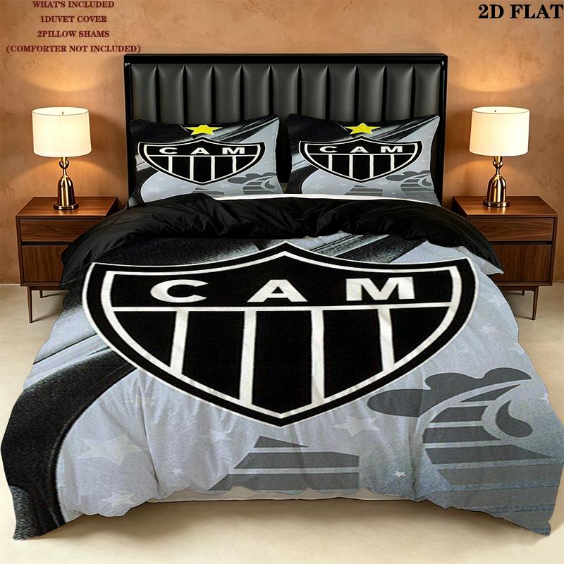 Clube Atletico Mineiro Logo Pattern Bedding Set Quilt Cover Pillowcase Home Decor Gift (1 * duvet cover + 2 * pillowcase, without core)