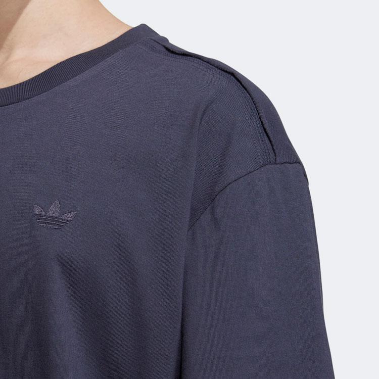 Adidas Originals X Charr Letter Print Crew Neck Long Sleeve T-Shirt Unisex Tops Navy HR3470