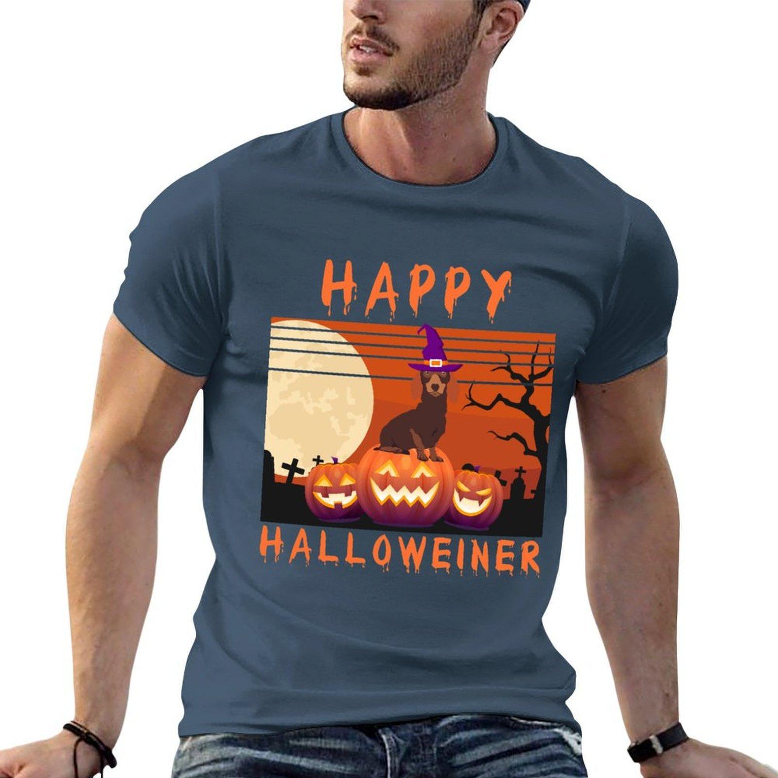 Happy Halloween Halloweiner Daschund Dog Lovers Funny Weiner Dog Owner Gift Tshirt Casual Loose Fit Summer Tee Shirt S