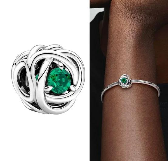 Copper Twelve Month Birthstone Heart Eternity Charms Beads Pendant Fit Original Bracelet For Women Fine Jewelry