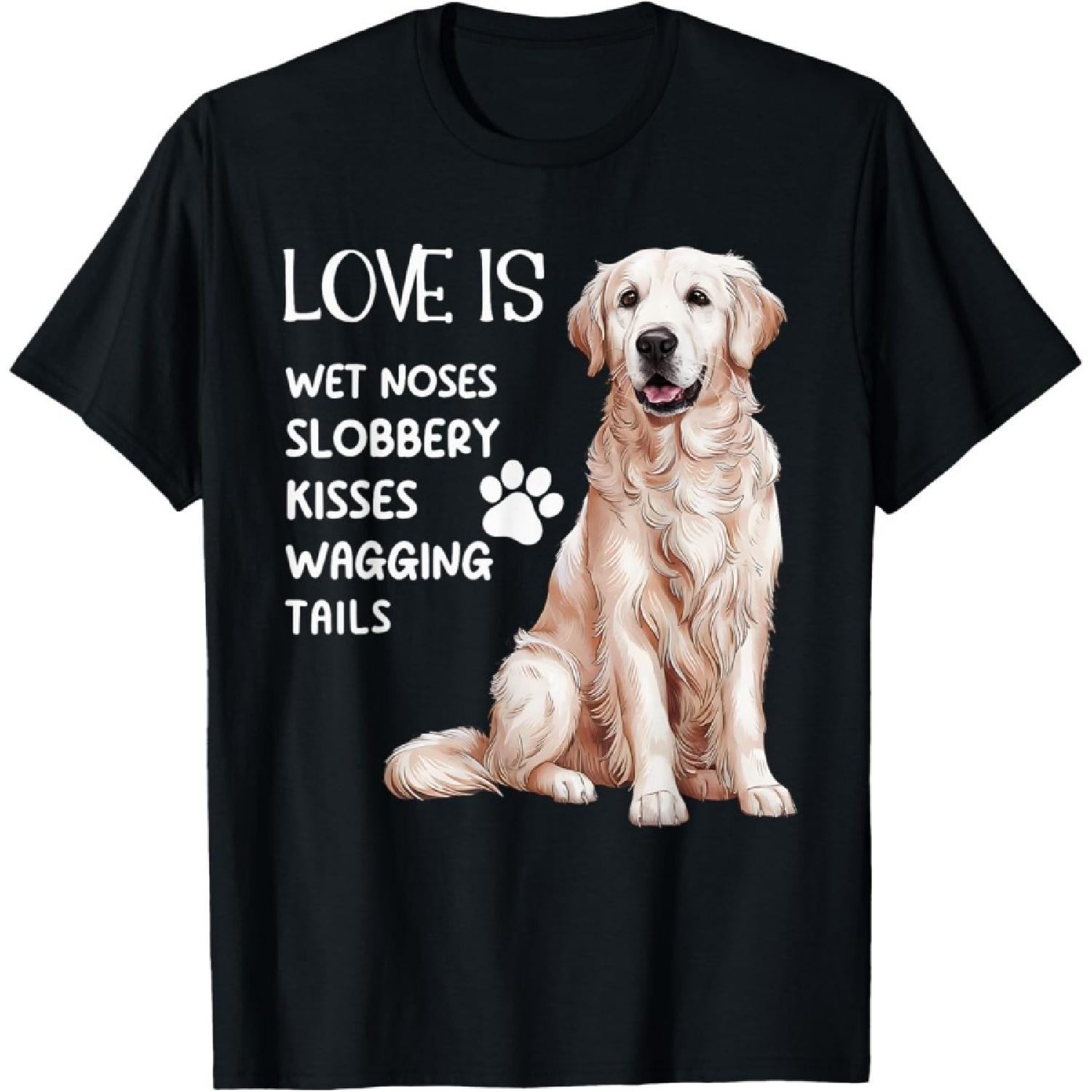 Love is White English Cream Golden Retriever Mom Dog Puppy T-Shirt for Men Women Girls Kids S