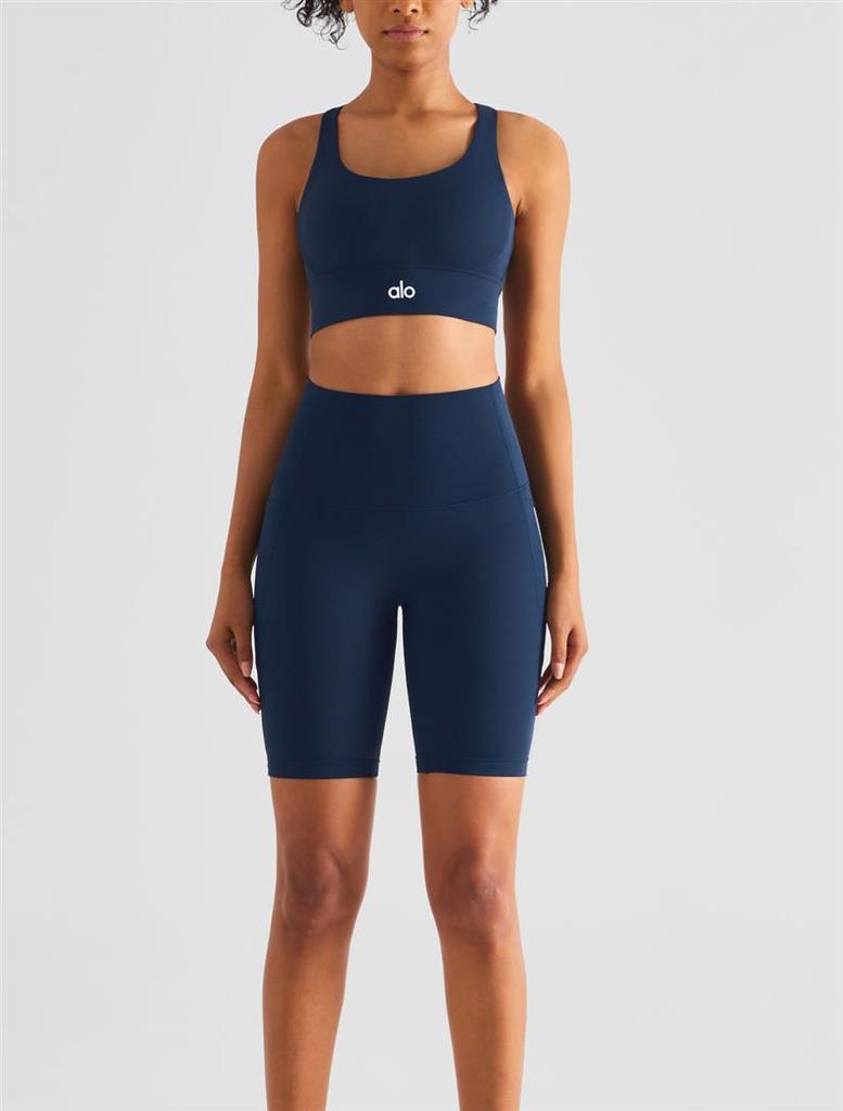 Pantaloncini da Yoga a Vita Alta Color Pesca con Tasche – Senza Cuciture, Vestibilità Comoda per Donna