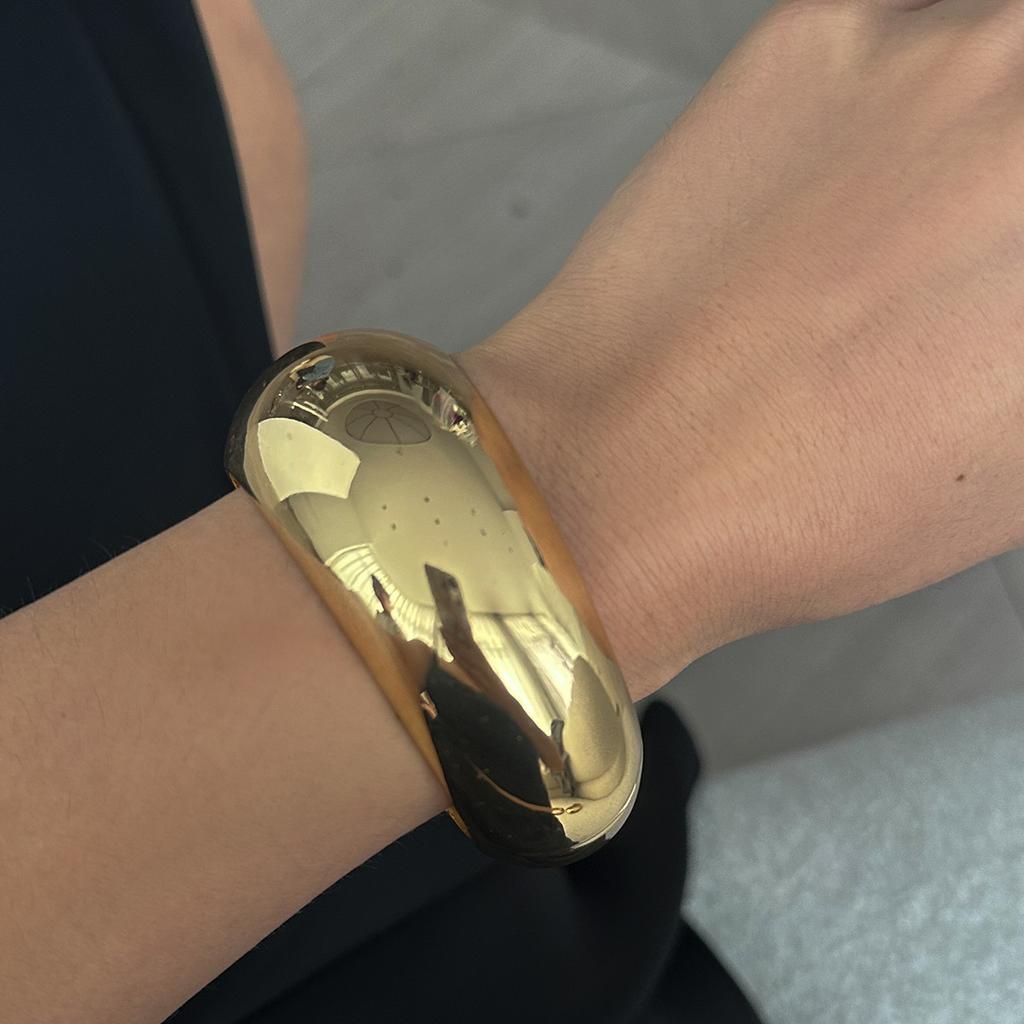 Exaggerated Punk Irregular Wide Cuff Chunky Bangle Vintage Gold Color Spring Bangles Bracelets For Women Men Jewelry