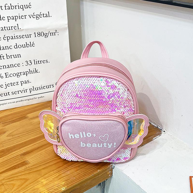 Fashionable Pu Leather Toddler Backpack With Fun Sequins Ideal For School Use Pink