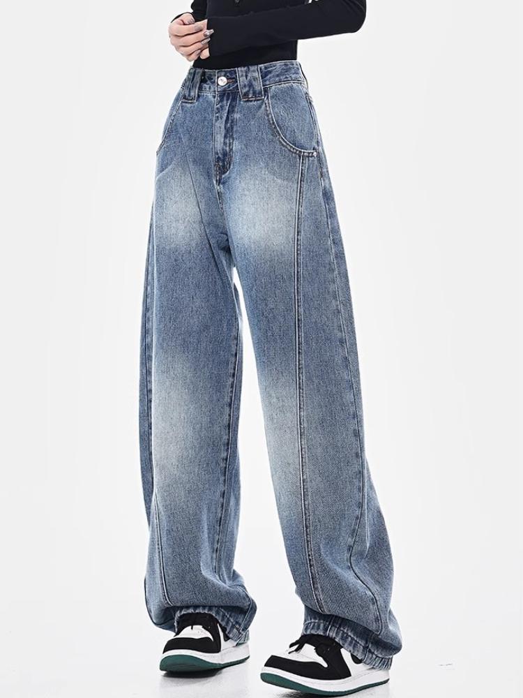 90. léta Modré volné džíny High Street Dámské Americký styl Vintage Wash Kalhoty se širokými nohavicemi Základní Jednoduché Ležérní Módní Volné kalhoty
