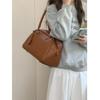 New Winter Big Size Soft Leather Women Large Retro Bowling Bags Commute Handbags High Quality Simple Shoulder Bag Brown