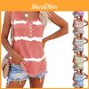 Urban Style T Shirt With Striped Print And Button Back For Casual Wear