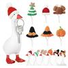 1 Set Goose Statue Mini Knitted Hat with Adjustable Strap Desktop Goose Crochet Cap Halloween Christmas Holiday Party Dress-up Outfit