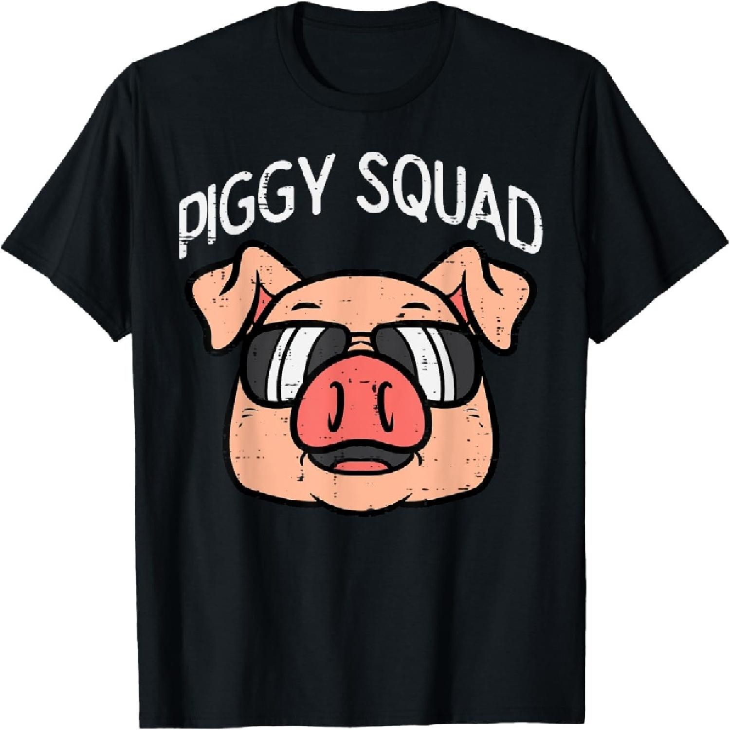Piggy Squad Funny Pig Farmer Hog Farm Animal Men Women Kids T-Shirt S