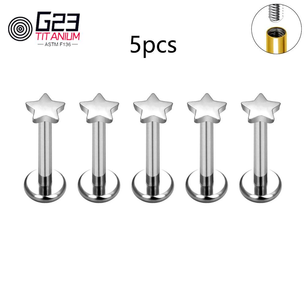 5Pcs/lot Lover Gift ASTM F136 Titanium 16G Cartilage Tragus Earrings Ear Lip Helix Studs Tongue Nail Body Piercing Jewelry