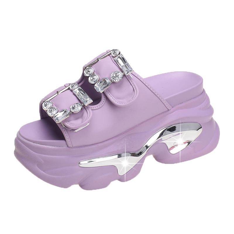 Fashion Women Slippers Female Sandals 9CM Bling High Heels Ladies High Platform Beach Slides New 2025 Summer Chunky Flip Flops Woman