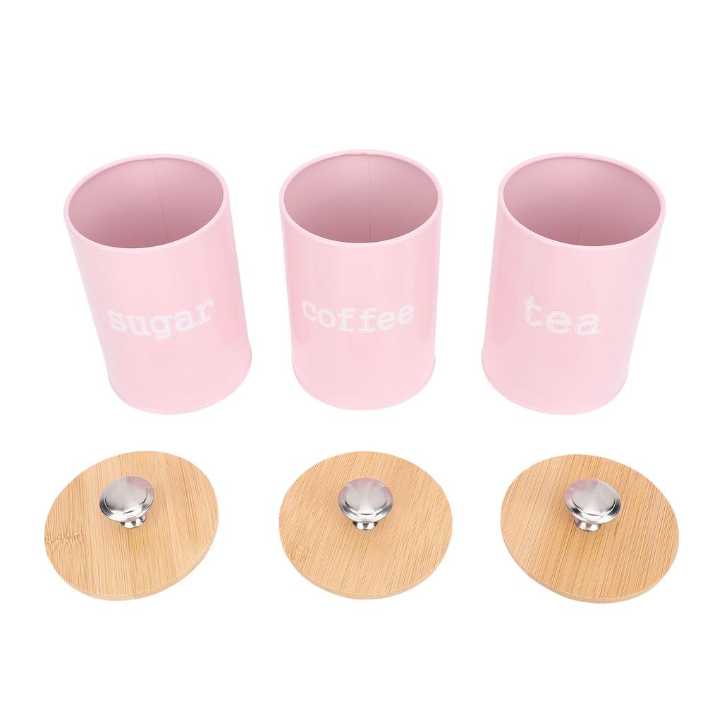 3pcs Storage Canister Multifunctional Airtight Iron Storage Jar with Lid for Tea Coffee Sugar