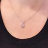 6.5mm S925 Sterling Silver Round Halo Pink Moissanite Pendant Necklace Fine Jewelry For Women