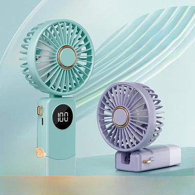 Tragbarer Mini-Handventilator mit USB-Aufladung, faltbarem Design, digitaler Anzeige, perfekt für Studenten, Wohnheime oder als grenzüberschreitendes Geschenk.