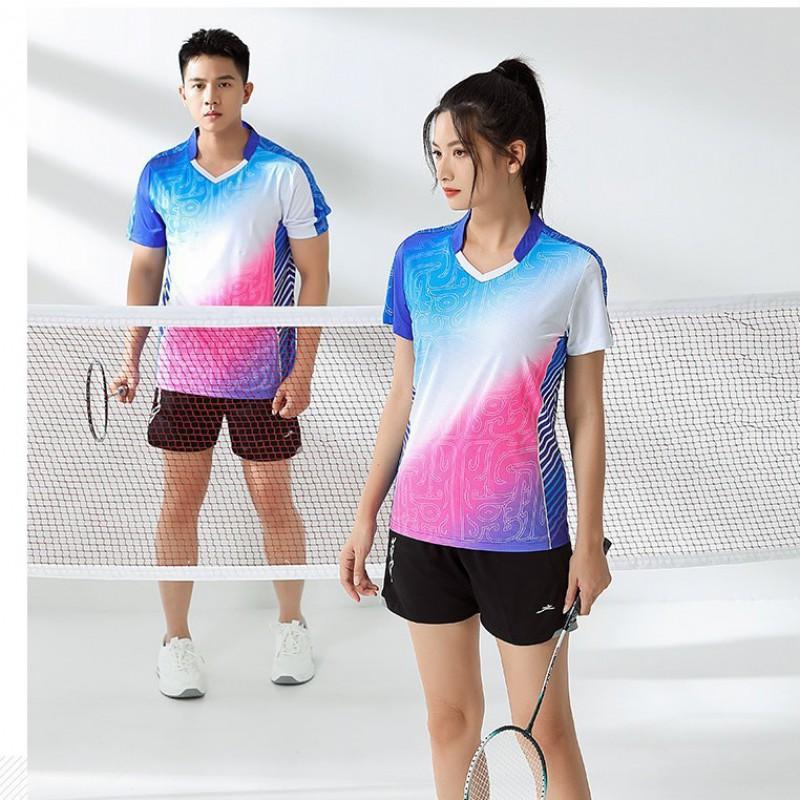 Unisex Badminton Sport Set Quick Dry Breathable Short Sleeve Top Shorts Team Training Competition
