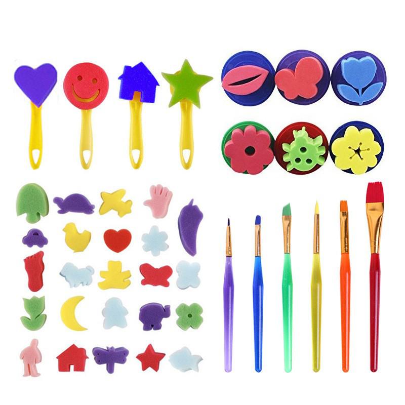 18-Piece Children's Painting Sponge Set: Early Education Doodle & Brush Tools for Kindergarten