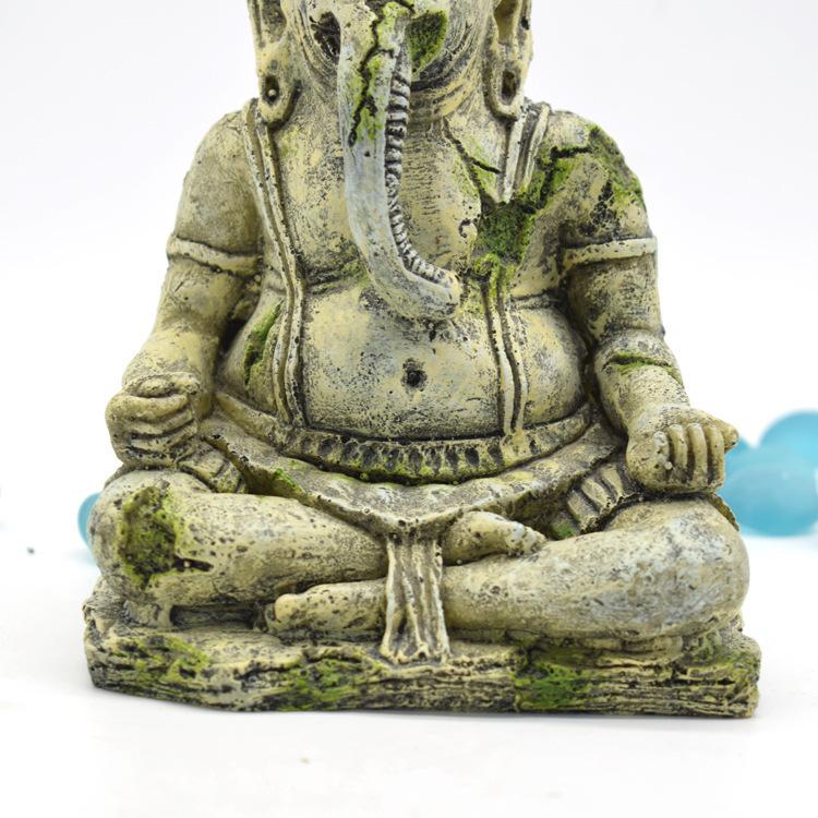 Ancient Buddha Aquarium Ornament: Ganesha Statue for Reptile Tank Decor