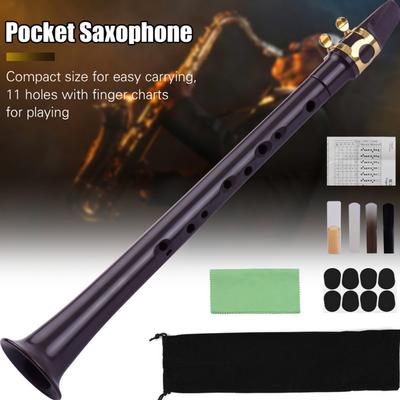 11-hole C Key Mini Pocket Saxophone with Alto Mouthpiece Ligature Reeds Dental Pads Woodwind Instrument with Carrying Bag
