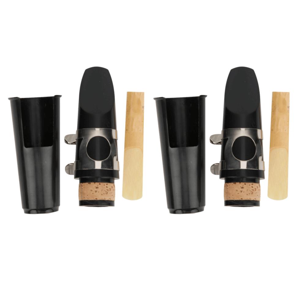 2 Sets Black Color Clarinet Mouthpiece Kit ABS Wind Instrument Accessory  For Clarinet