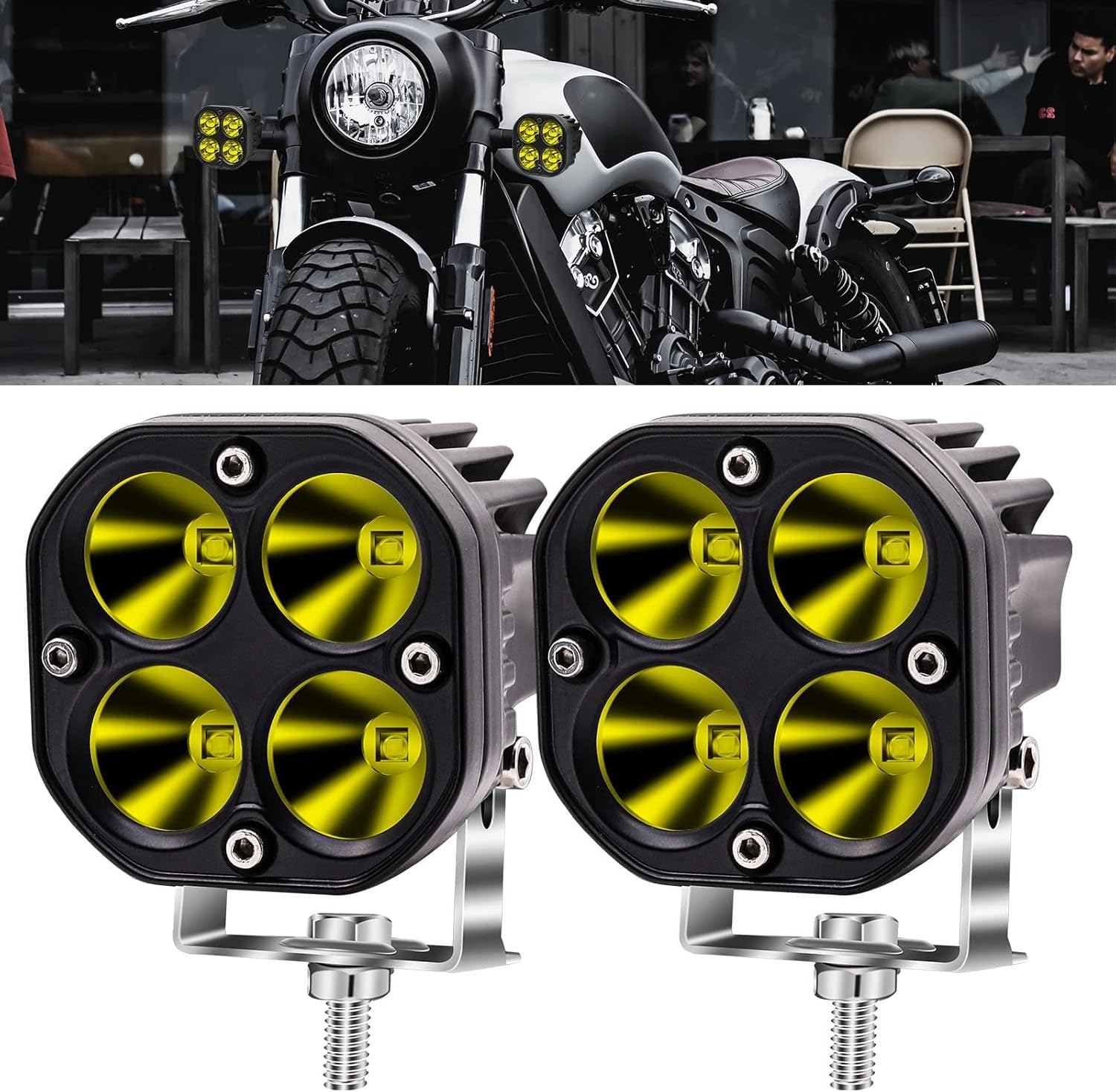 

40 Вт светодиодные противотуманные фары для рабочей зоны и вспомогательного освещения с переключателем, для мотоциклов, огни, огни, фары, огни, 6000K, 12 В/24 В, водонепроницаемые, универсальные,