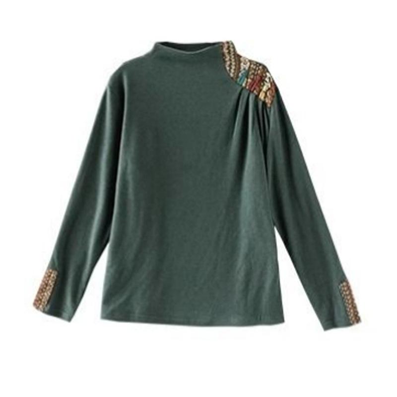 Ethnic Style Retro German Velvet Women's Sweatshirt, 2024 Autumn/Winter, Loose Stitching Pullover, Warm Base Layer
