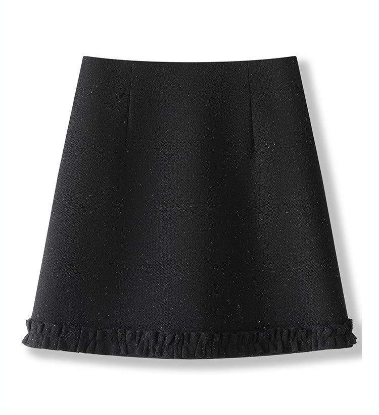 2026 Winter Women's Gray A-Line Skirt: High-Waisted, Slimming, Lace-Pleated Short Skirt for Petites
