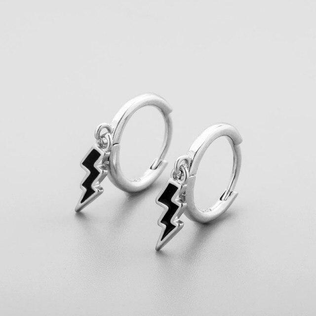 

Серьги-кольца из стерлингового серебра 925 пробы для женщин и мужчин, черные серьги-капли, ювелирные изделия