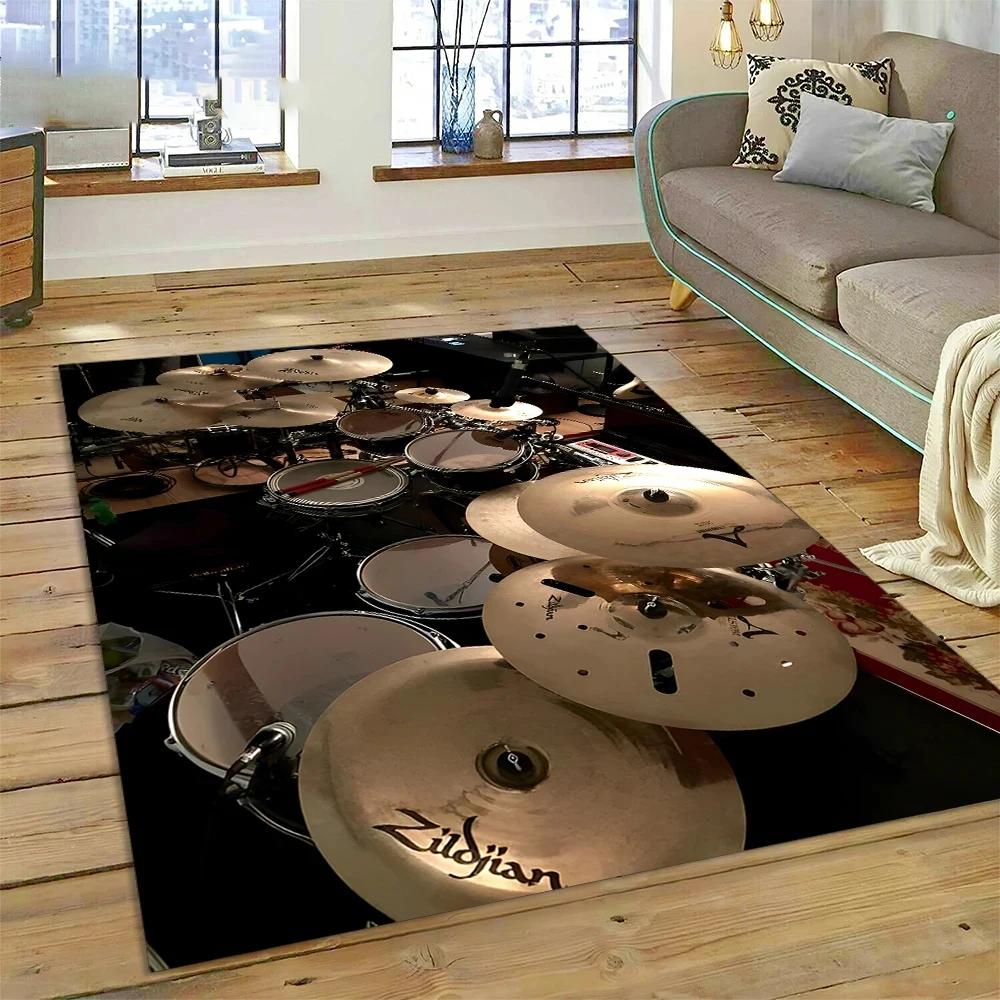 Drum Kit Music Instruments Set Carpet Rug for Home Living Room Bedroom Sofa Doormat Decor,kids Area Non-slip Floor Mat Decorate
