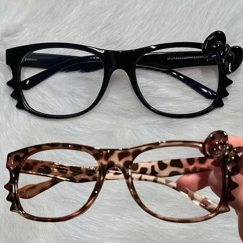 Fashion Leopard Print Bow Eyeglass Frame Cute Plain and Retro Style Y2k Millennium Subculture Versatile Glasses Without Lenses