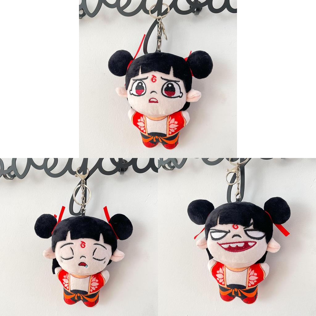 Adorable Nezha Plush Doll Keychain Soft Toy For Backpack Decoration In Various Expressions